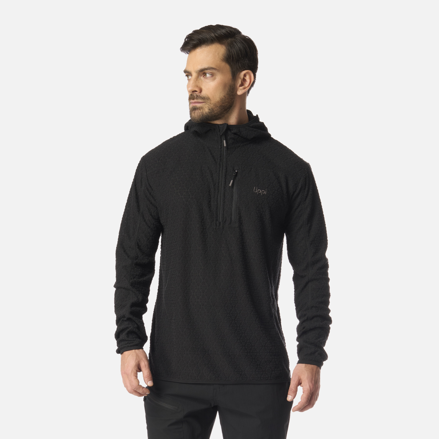 POLERON HOMBRE JACARANDA NANO-F 1/4 ZIP HOODY NEGRO LIPPI I26 - 1