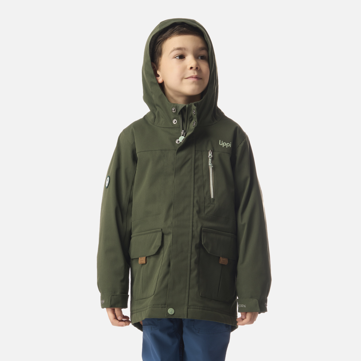 CHAQUETA NIÑO ROBLE B-DRY HOODY JACKET VERDE MILITAR LIPPI I26 - 1