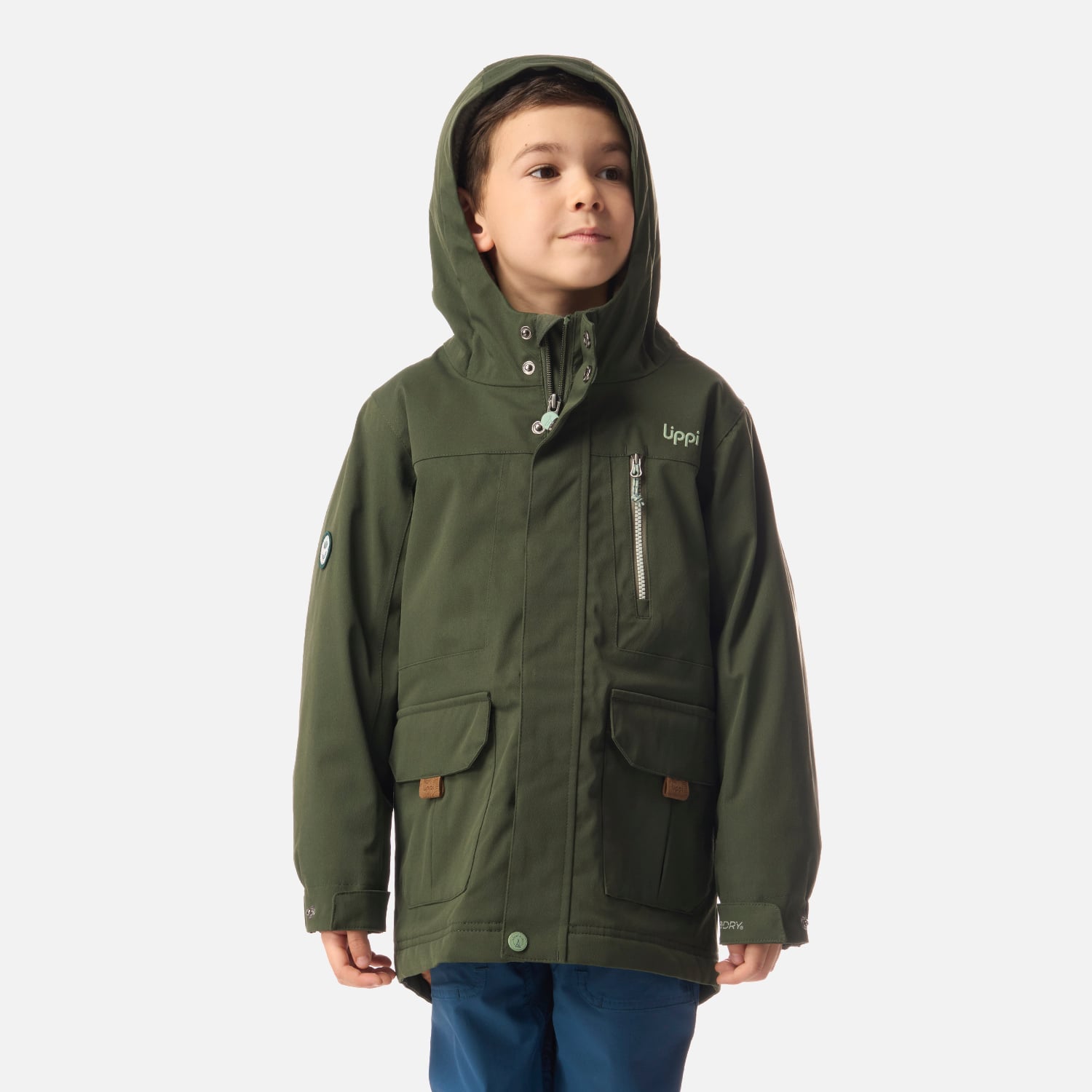 CHAQUETA NIÑO ROBLE B-DRY HOODY JACKET VERDE MILITAR LIPPI I26 - 1