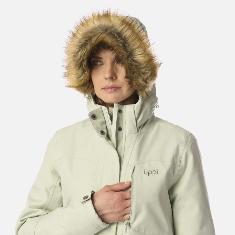 CHAQUETA MUJER ROBLE B-DRY HOODY JACKET VERDE AGUA MELANGE LIPPI I26 - 4