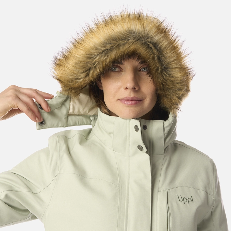 CHAQUETA MUJER ROBLE B-DRY HOODY JACKET VERDE AGUA MELANGE LIPPI I26 - 5