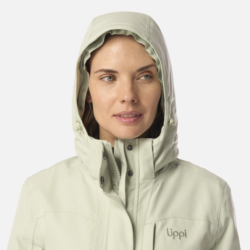 CHAQUETA MUJER ROBLE B-DRY HOODY JACKET VERDE AGUA MELANGE LIPPI I26 - 6