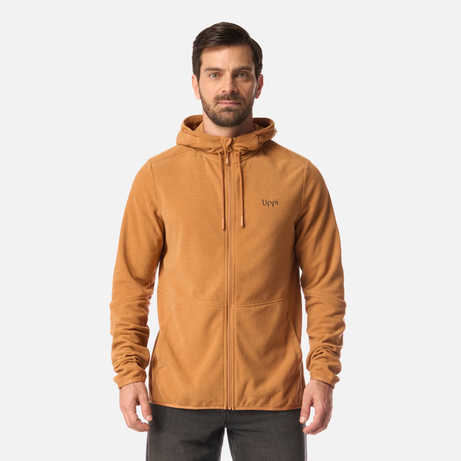 LIPPI POLAR HOMBRE STRIPES NANO-F FULL ZIP HOODY CAFE CLARO LIPPI I26