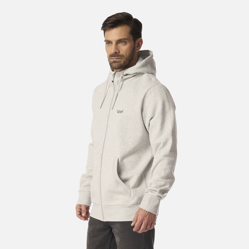 POLERON HOMBRE ULMO FULL ZIP HOODY SWEATSHIRT GRIS CLARO MELANGE LIPPI I26 - 2