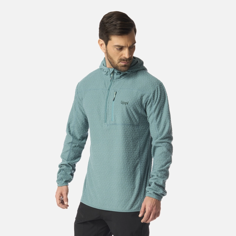 POLERON HOMBRE JACARANDA NANO-F 1/4 ZIP HOODY PETROLEO CLARO LIPPI I26 - 2