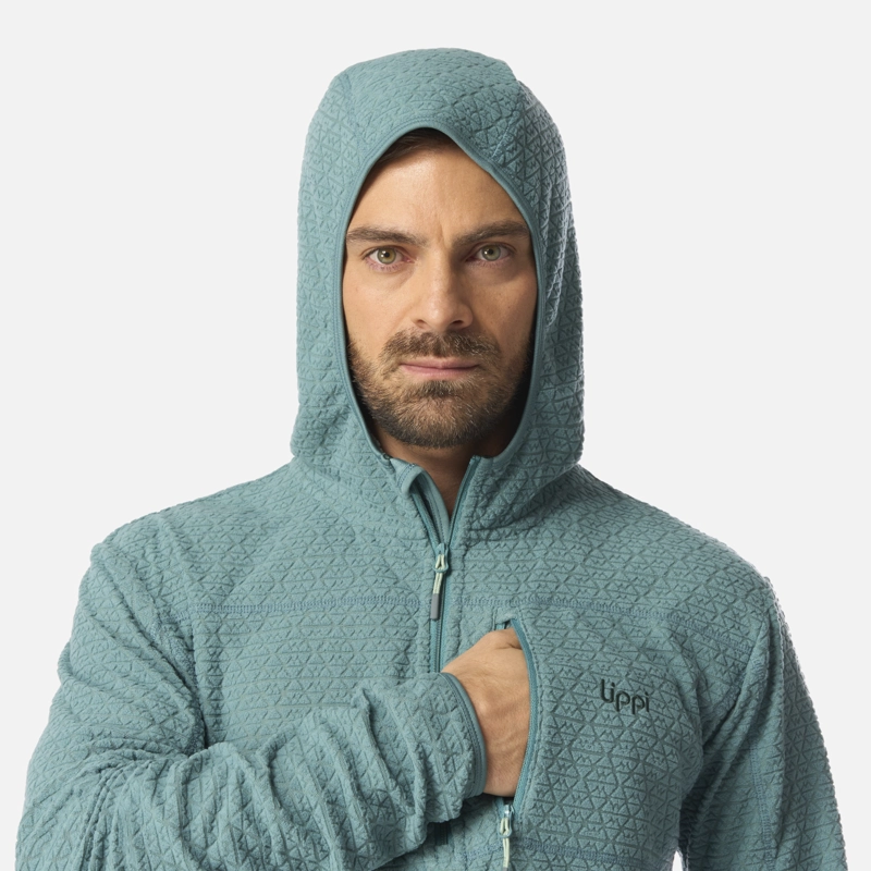 POLERON HOMBRE JACARANDA NANO-F 1/4 ZIP HOODY PETROLEO CLARO LIPPI I26 - 4