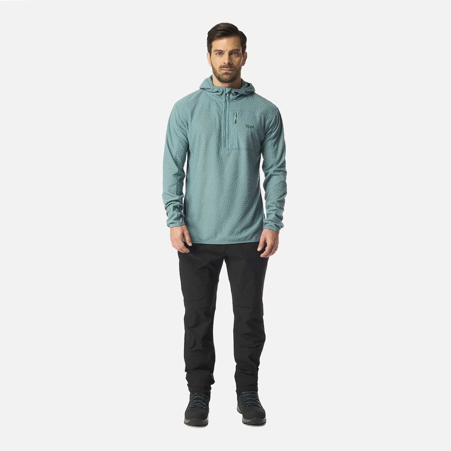 POLERON HOMBRE JACARANDA NANO-F 1/4 ZIP HOODY PETROLEO CLARO LIPPI I26 - 5