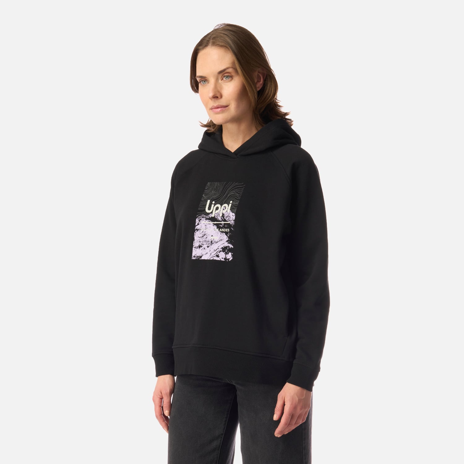POLERON MUJER INSIGNE HOODY SWEATSHIRT FRONT PRINT NEGRO LIPPI I26 - 2