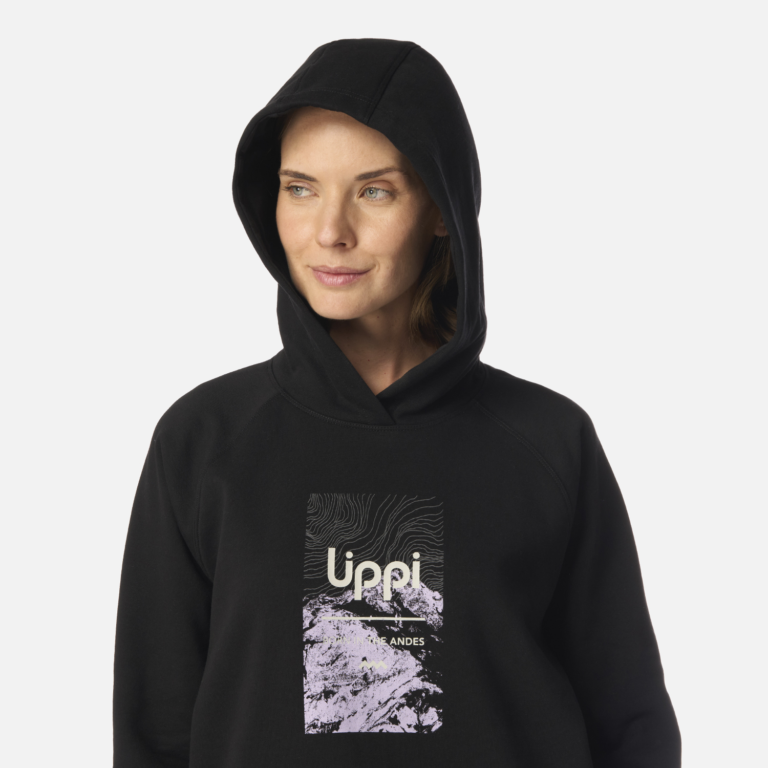 POLERON MUJER INSIGNE HOODY SWEATSHIRT FRONT PRINT NEGRO LIPPI I26 - 4