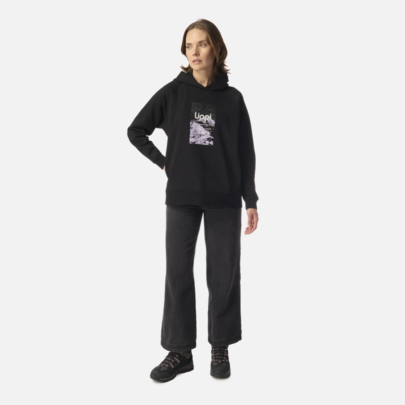 POLERON MUJER INSIGNE HOODY SWEATSHIRT FRONT PRINT NEGRO LIPPI I26 - 6