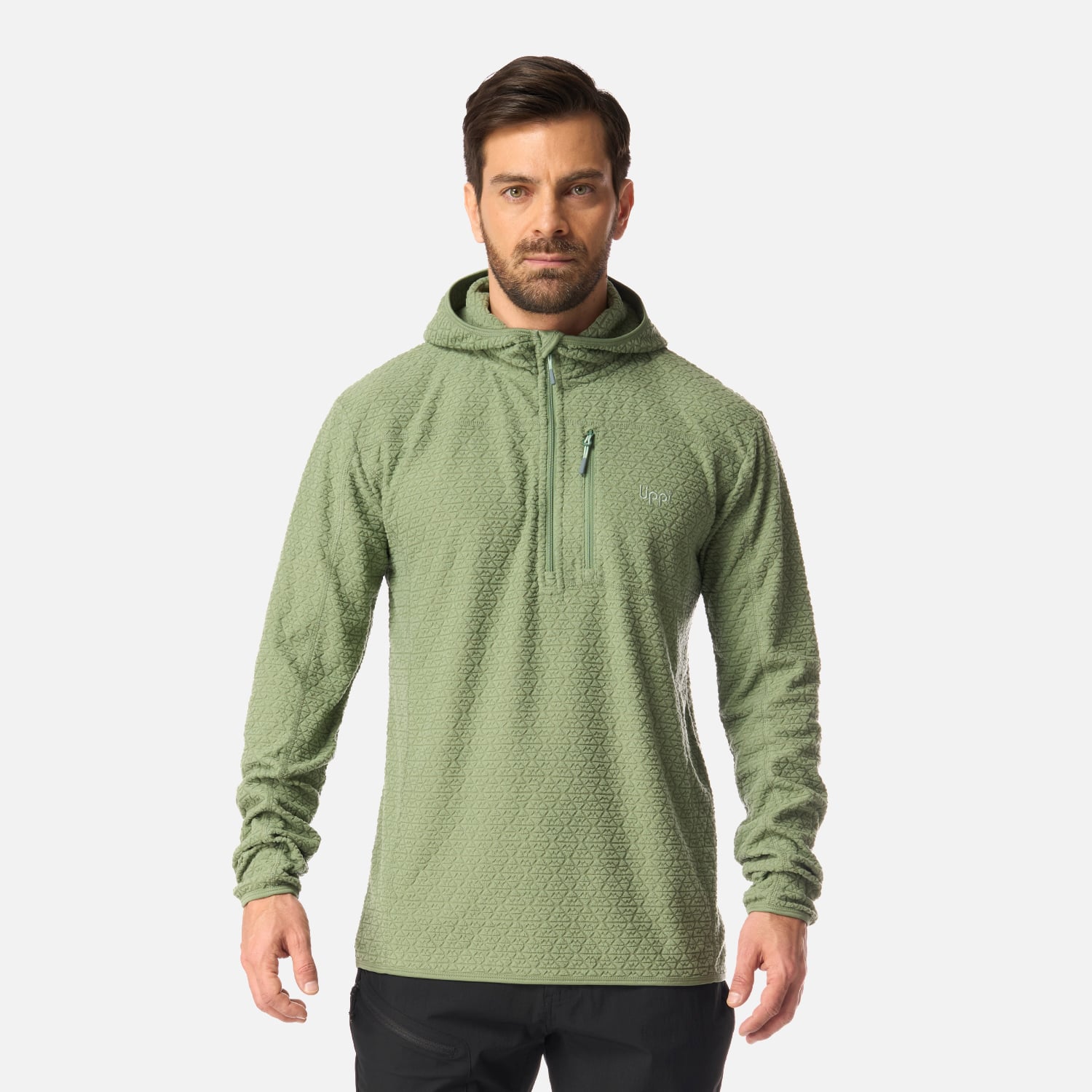 POLERON HOMBRE JACARANDA NANO-F 1/4 ZIP HOODY JADE OSCURO LIPPI I26 - 1