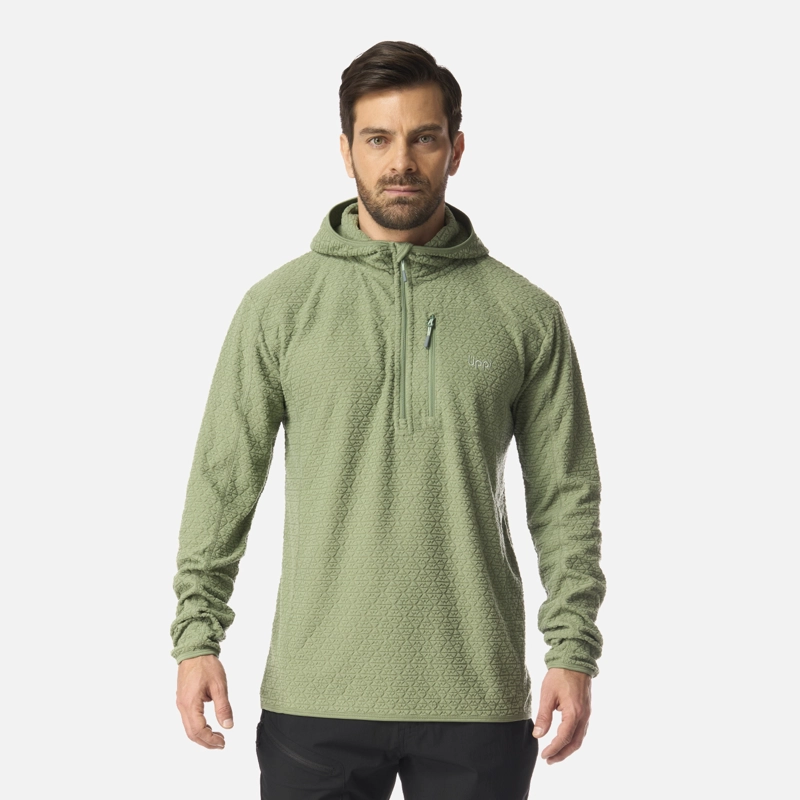 POLERON HOMBRE JACARANDA NANO-F 1/4 ZIP HOODY JADE OSCURO LIPPI I26 - 1
