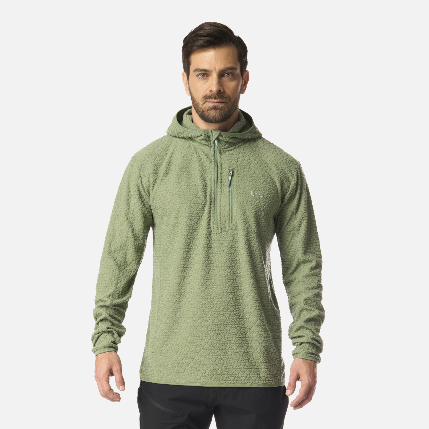 POLERON HOMBRE JACARANDA NANO-F 1/4 ZIP HOODY JADE OSCURO LIPPI I26 - 1