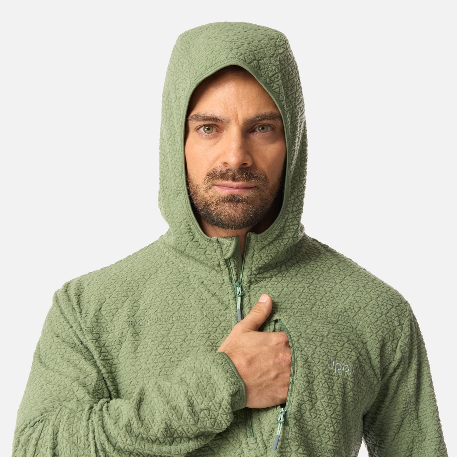 POLERON HOMBRE JACARANDA NANO-F 1/4 ZIP HOODY JADE OSCURO LIPPI I26 - 4