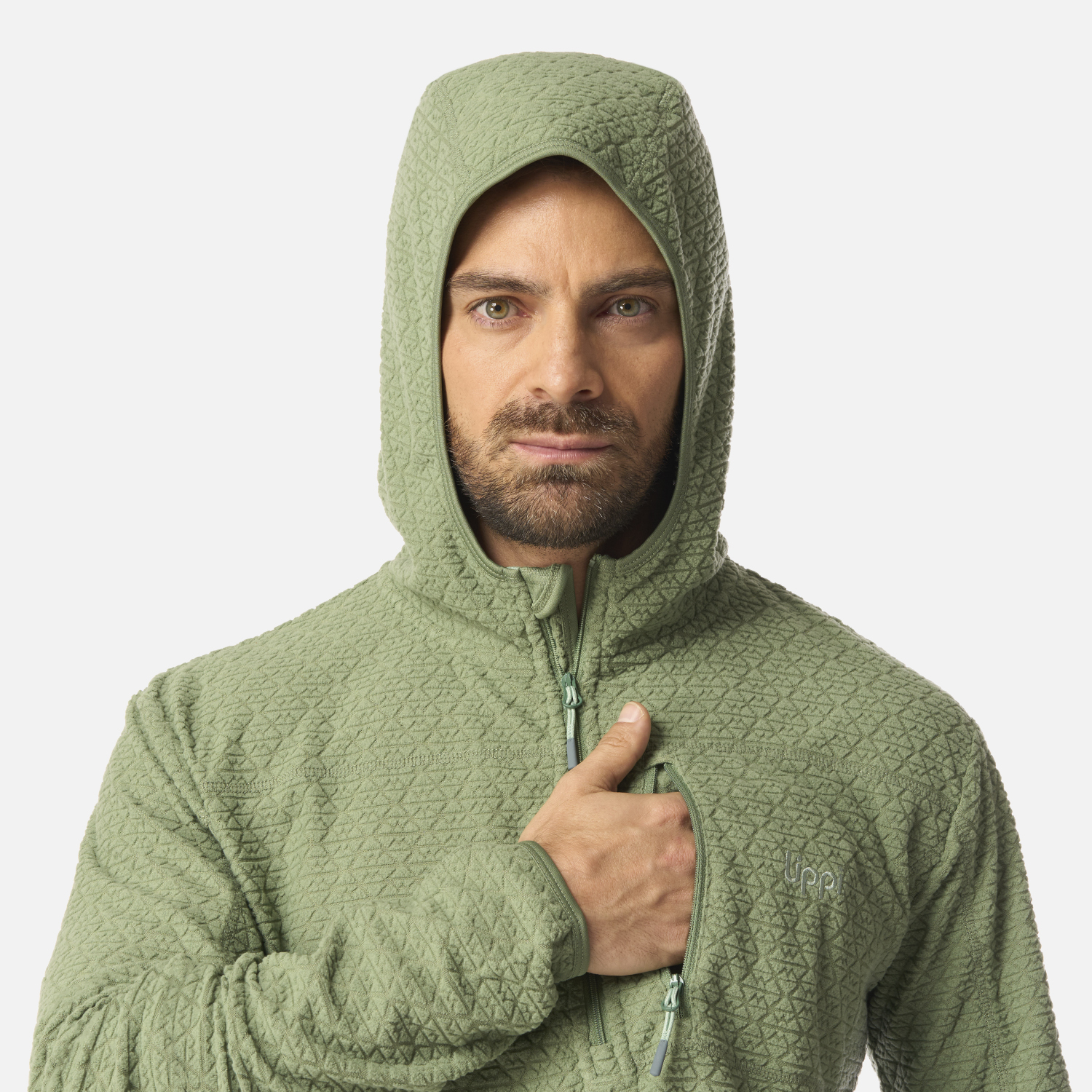 POLERON HOMBRE JACARANDA NANO-F 1/4 ZIP HOODY JADE OSCURO LIPPI I26 - 4