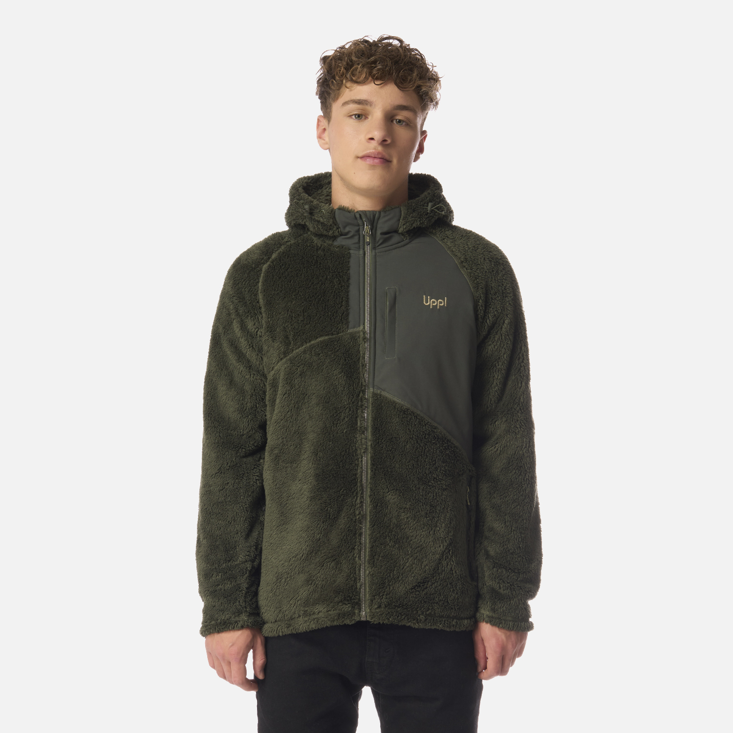 POLAR TEEN BOY BEAR SHAGGY-PRO HOODY JACKET VERDE MILITAR LIPPI I26 - 1