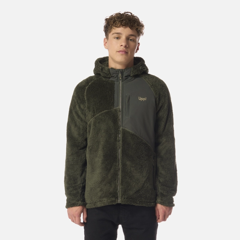 POLAR TEEN BOY BEAR SHAGGY-PRO HOODY JACKET VERDE MILITAR LIPPI I26 - 1