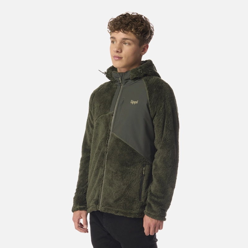 POLAR TEEN BOY BEAR SHAGGY-PRO HOODY JACKET VERDE MILITAR LIPPI I26 - 2