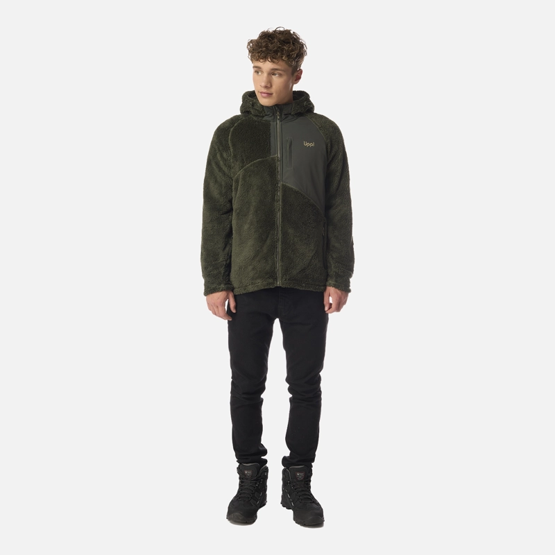 POLAR TEEN BOY BEAR SHAGGY-PRO HOODY JACKET VERDE MILITAR LIPPI I26 - 6