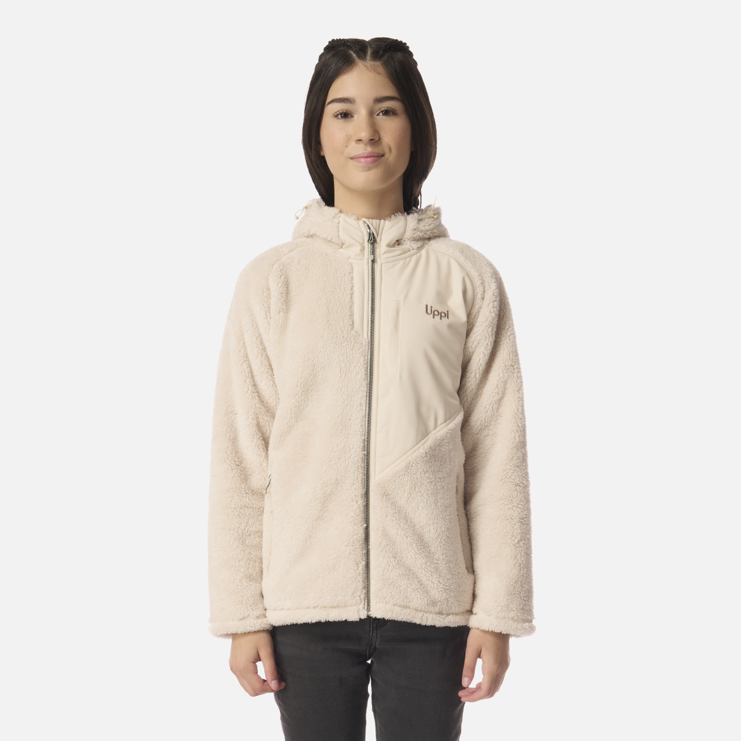 POLAR TEEN GIRL BEAR SHAGGY-PRO HOODY JACKET BEIGE LIPPI I26 - 1