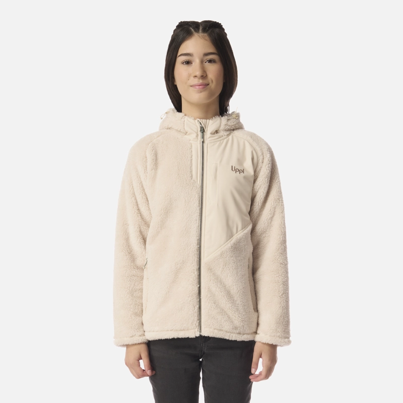 POLAR TEEN GIRL BEAR SHAGGY-PRO HOODY JACKET BEIGE LIPPI I26 - 1