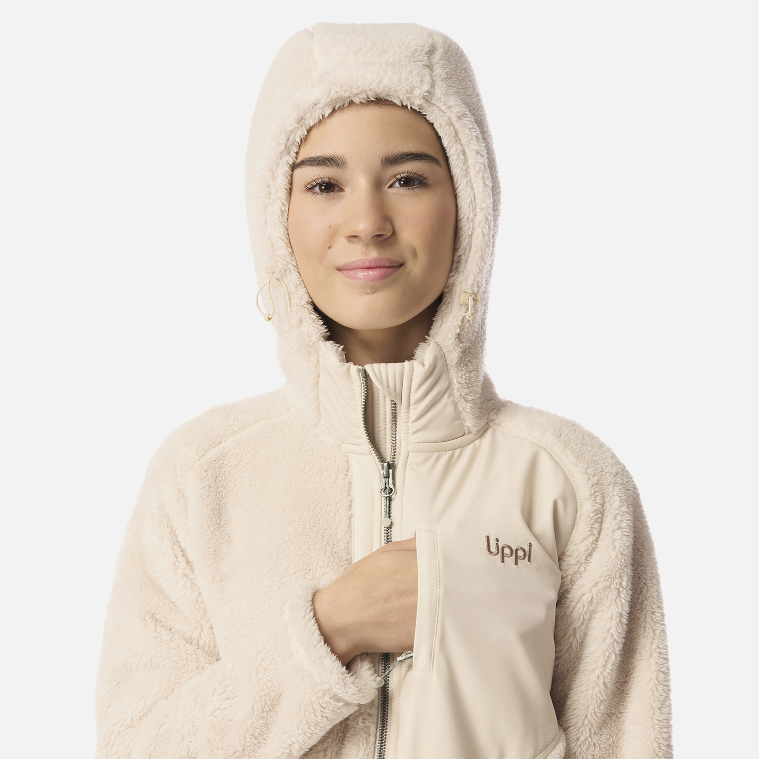 POLAR TEEN GIRL BEAR SHAGGY-PRO HOODY JACKET BEIGE LIPPI I26 - 4