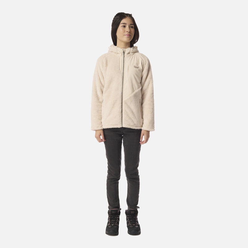 POLAR TEEN GIRL BEAR SHAGGY-PRO HOODY JACKET BEIGE LIPPI I26 - 6