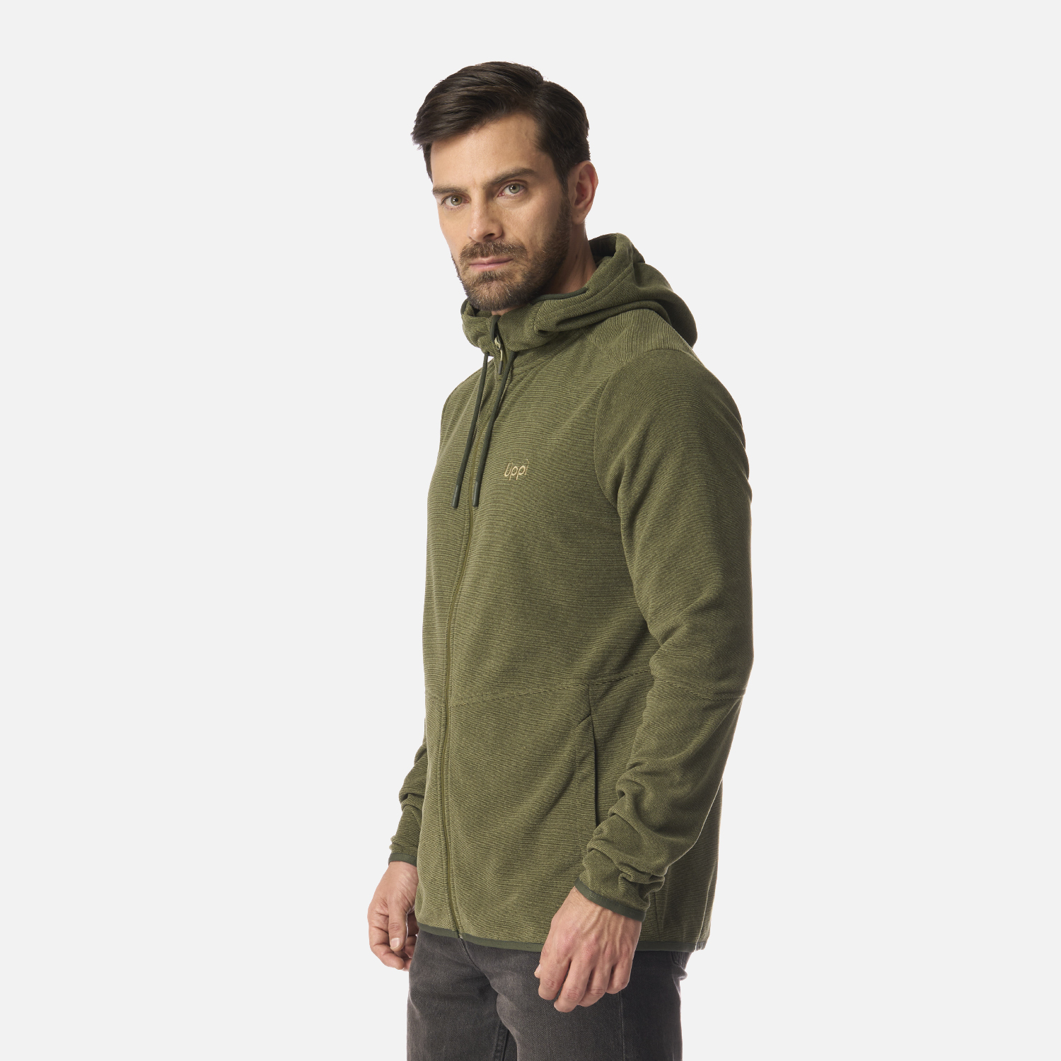 POLAR HOMBRE STRIPES NANO-F FULL ZIP HOODY VERDE MILITAR LIPPI I26 - 2