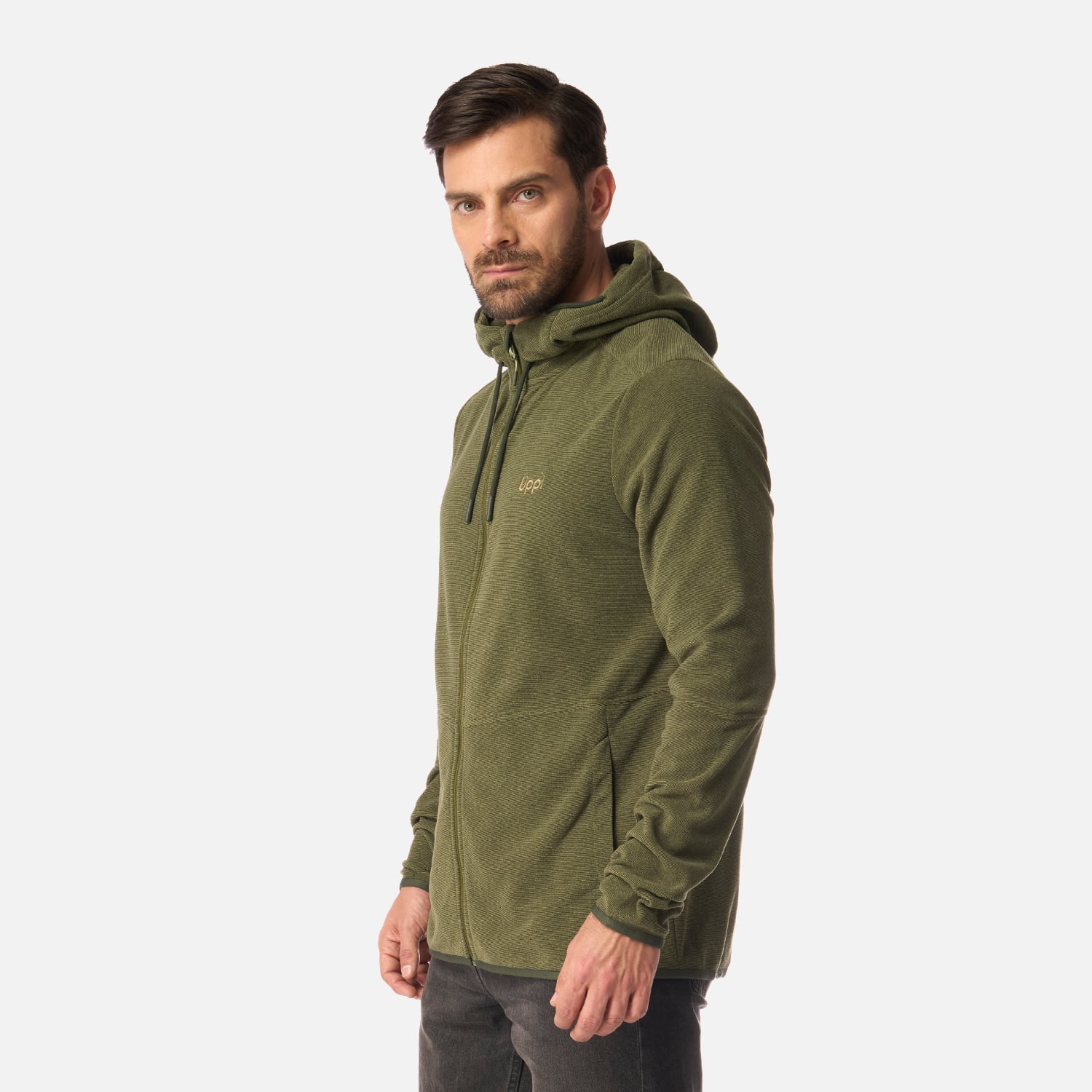 POLAR HOMBRE STRIPES NANO-F FULL ZIP HOODY VERDE MILITAR LIPPI I26 - 2