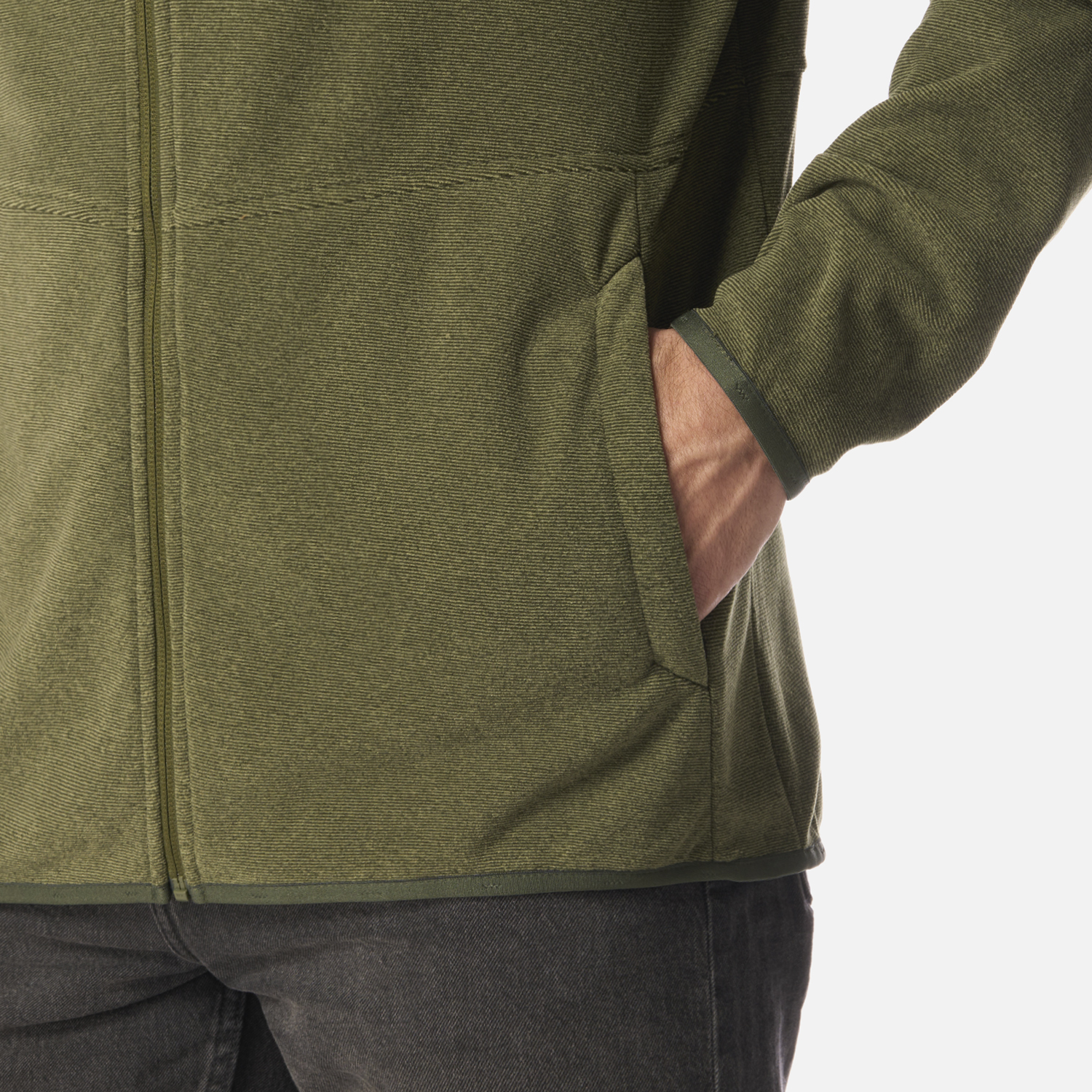 POLAR HOMBRE STRIPES NANO-F FULL ZIP HOODY VERDE MILITAR LIPPI I26 - 5