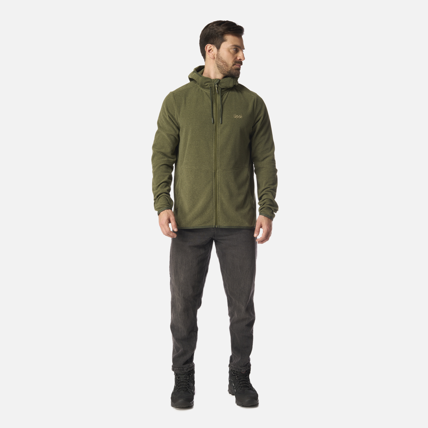 POLAR HOMBRE STRIPES NANO-F FULL ZIP HOODY VERDE MILITAR LIPPI I26 - 6