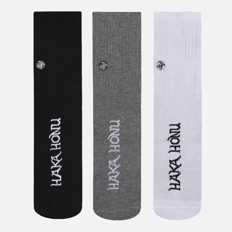 CALCETIN UNISEX LAS TRES PUNTAS PACK LARGO NEGRO / GRIS / BLANCO HAKA HONU I26 - 3
