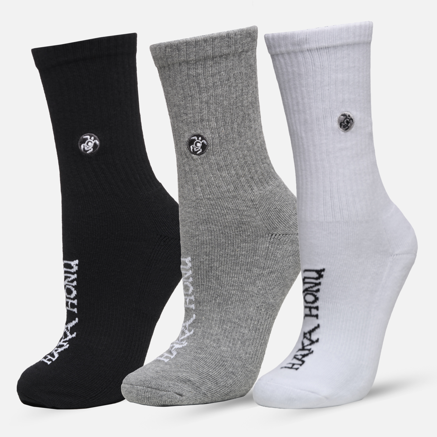 CALCETIN UNISEX LAS TRES PUNTAS PACK MEDIO NEGRO / GRIS / BLANCO HAKA HONU I26 - 1