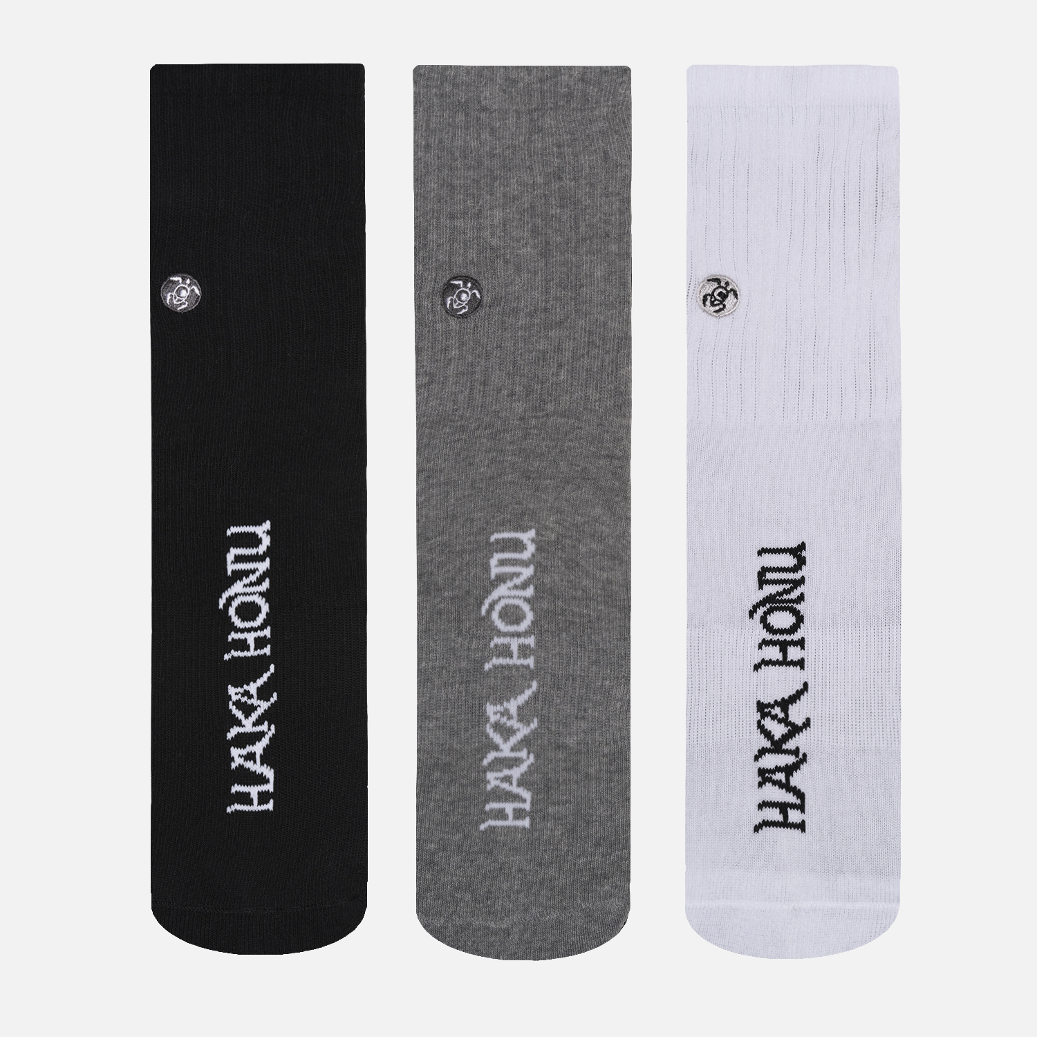 CALCETIN UNISEX LAS TRES PUNTAS PACK MEDIO NEGRO / GRIS / BLANCO HAKA HONU I26 - 3