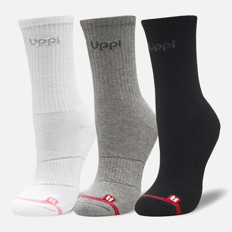 CALCETIN UNISEX LOGO LIPPI PACK MID NEGRO/BLANCO/GRIS LIPPI - 1