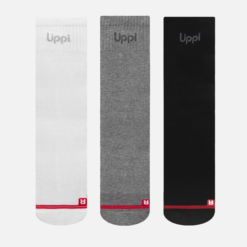 CALCETIN UNISEX LOGO LIPPI PACK MID NEGRO/BLANCO/GRIS LIPPI - 2