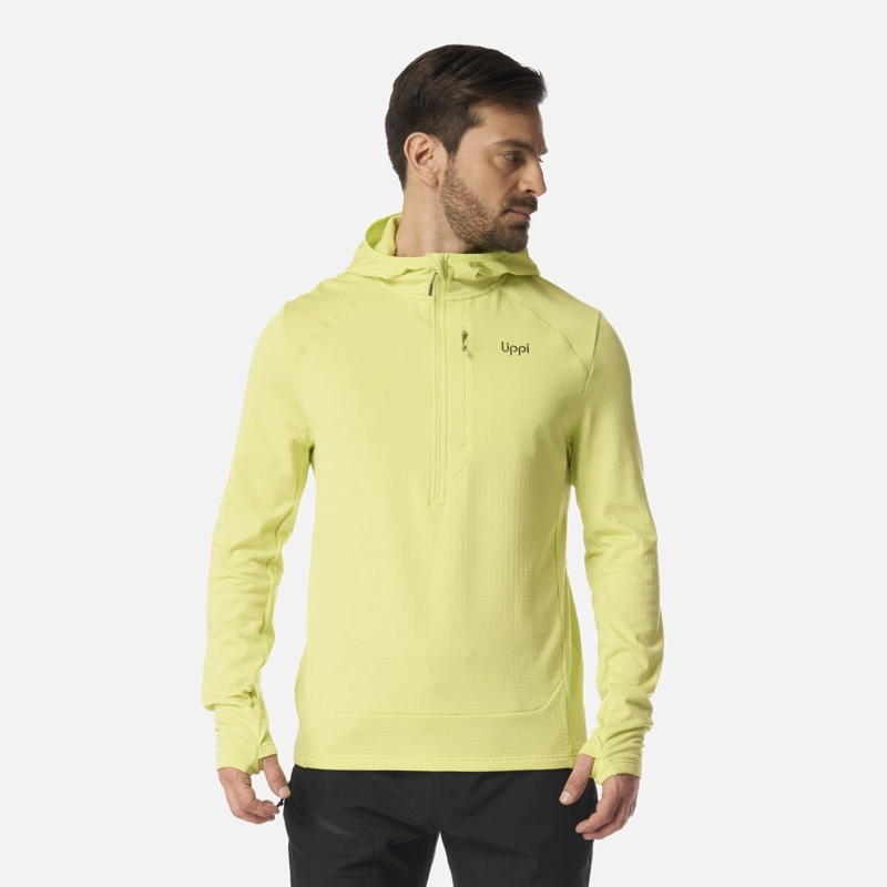 POLERON HOMBRE VIEDMA 1000 NANO-F 1/4 ZIP HOODY VERDE LIMA LIPPI - 1