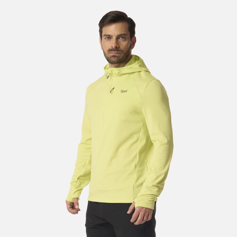 POLERON HOMBRE VIEDMA 1000 NANO-F 1/4 ZIP HOODY VERDE LIMA LIPPI - 2