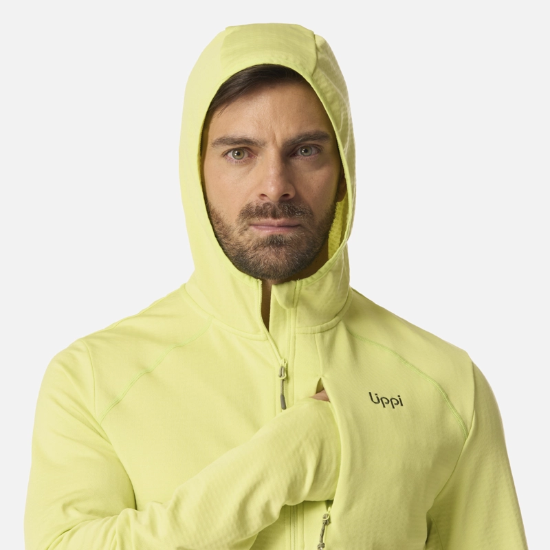 POLERON HOMBRE VIEDMA 1000 NANO-F 1/4 ZIP HOODY VERDE LIMA LIPPI - 4