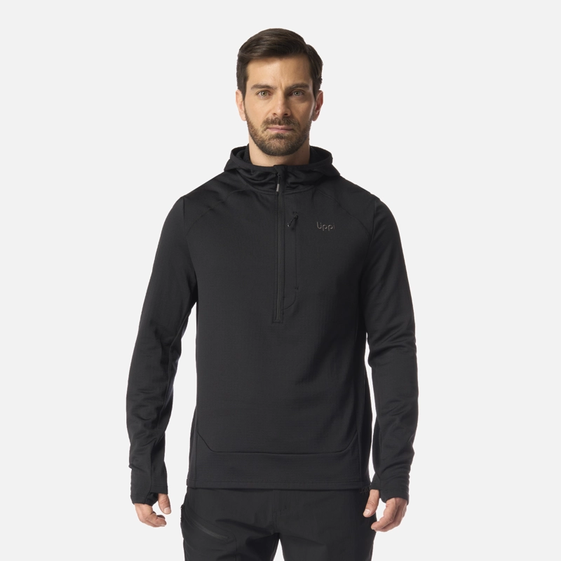 POLERON HOMBRE VIEDMA 1000 NANO-F 1/4 ZIP HOODY NEGRO LIPPI - 1