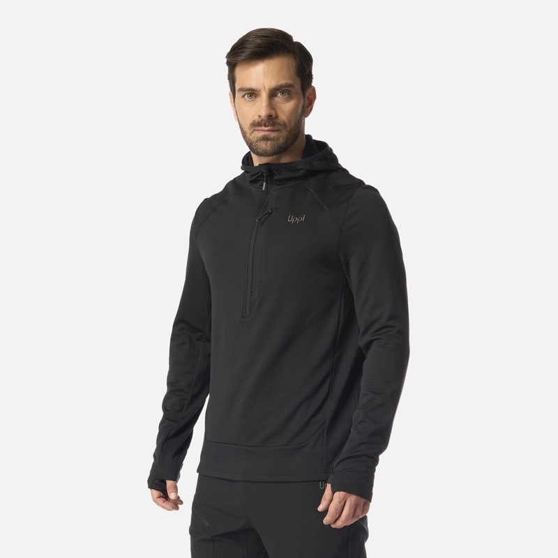POLERON HOMBRE VIEDMA 1000 NANO-F 1/4 ZIP HOODY NEGRO LIPPI - 2