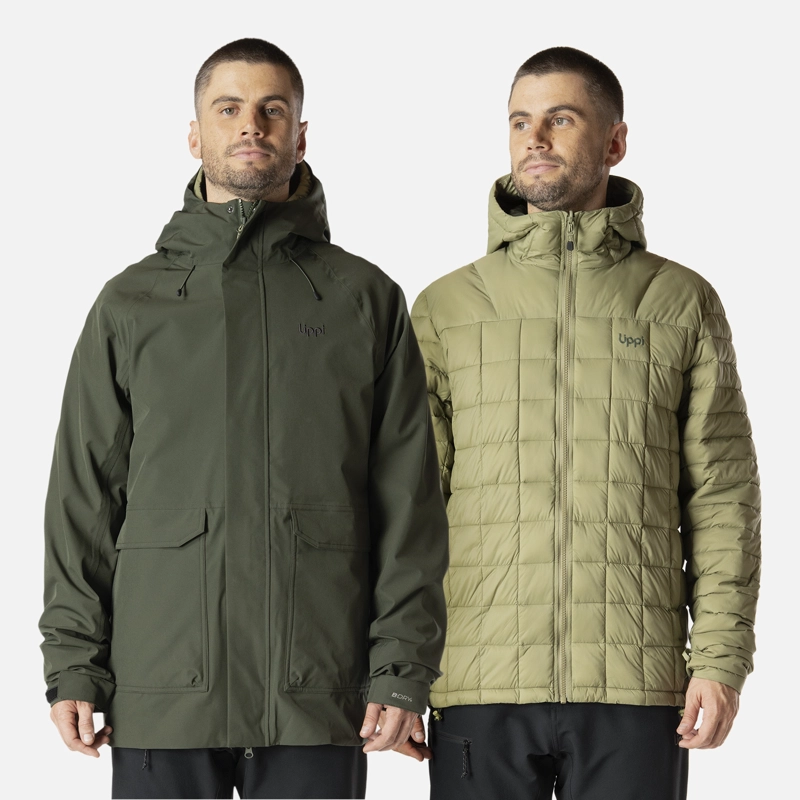 CHAQUETA HOMBRE HICKEN FUSION-3 B-DRY HOODY JACKET VERDE MILITAR LIPPI I26 - 1