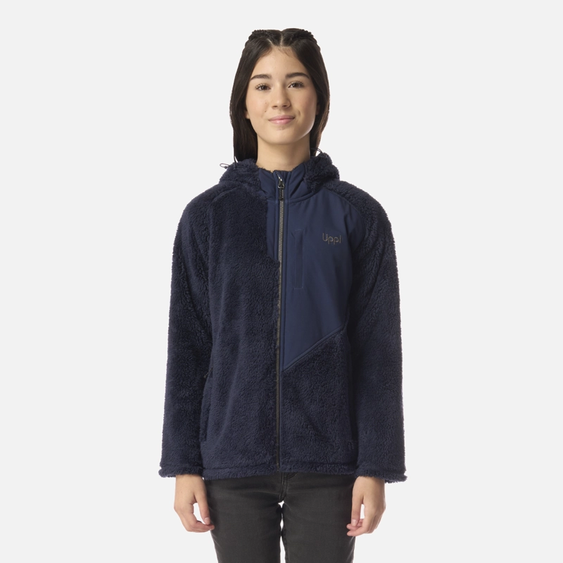 POLAR TEEN GIRL BEAR SHAGGY-PRO HOODY JACKET AZUL MARINO LIPPI I26 - 1