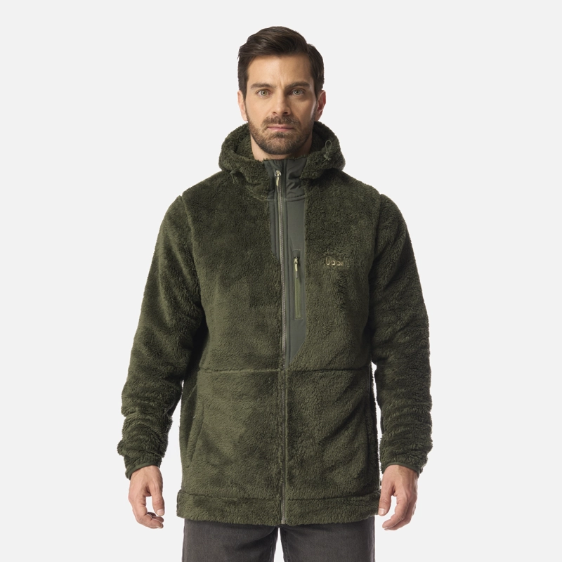POLAR HOMBRE BEAR SHAGGY-PRO HOODY JACKET VERDE MILITAR LIPPI I26 - 1