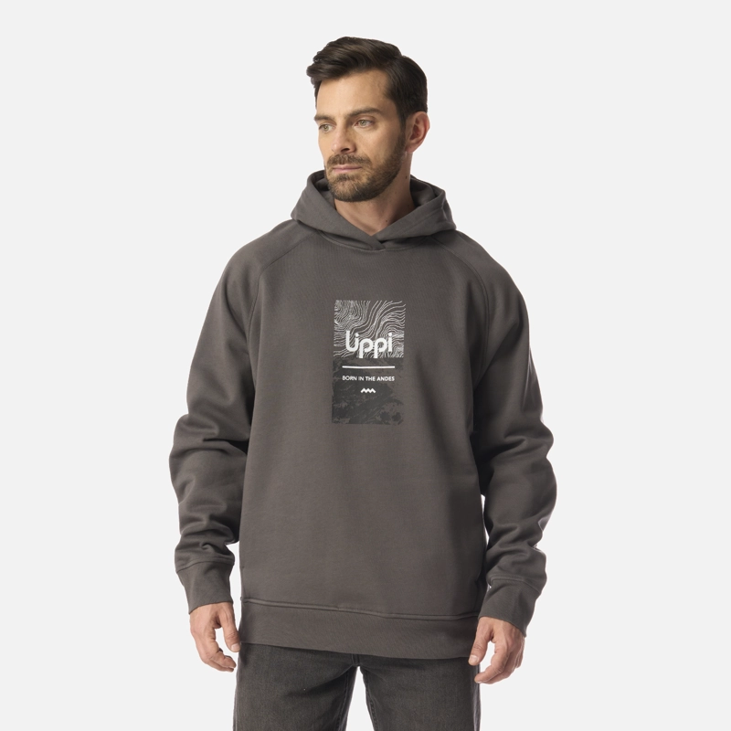 POLERON HOMBRE INSIGNE HOODY SWEATSHIRT FRONT PRINT GRIS MEDIO LIPPI I26 - 1