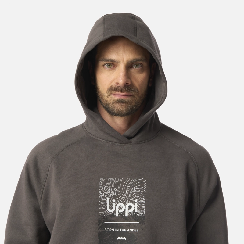 POLERON HOMBRE INSIGNE HOODY SWEATSHIRT FRONT PRINT GRIS MEDIO LIPPI I26 - 4