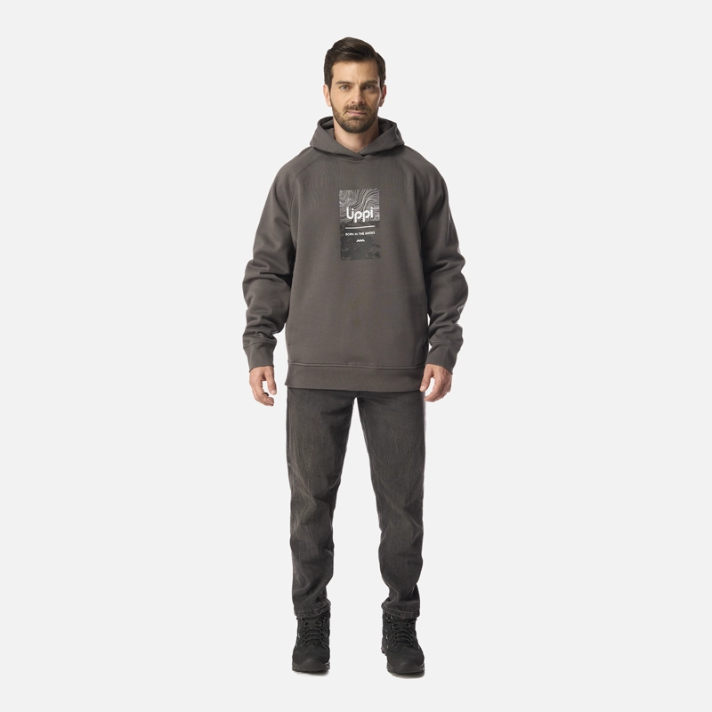 POLERON HOMBRE INSIGNE HOODY SWEATSHIRT FRONT PRINT GRIS MEDIO LIPPI I26 - 6
