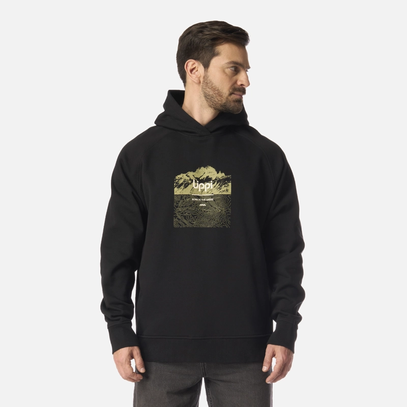 POLERON HOMBRE INSIGNE HOODY SWEATSHIRT FRONT PRINT NEGRO LIPPI I26 - 1