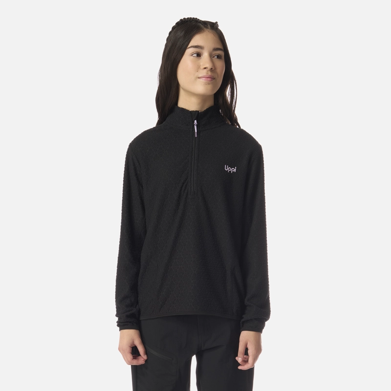 POLERON TEEN GIRL MILD NANO-F 1/4 ZIP NEGRO LIPPI I26 - 1