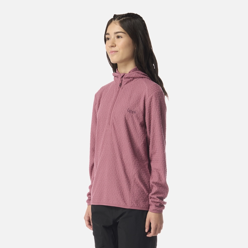 POLERON TEEN GIRL MILD NANO-F 1/4 ZIP HOODY ROSADO OSCURO LIPPI I26 - 2